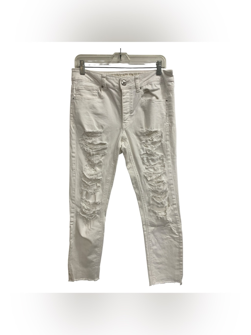 American Eagle Outfitters White Ripped Skinny Jeans Size S